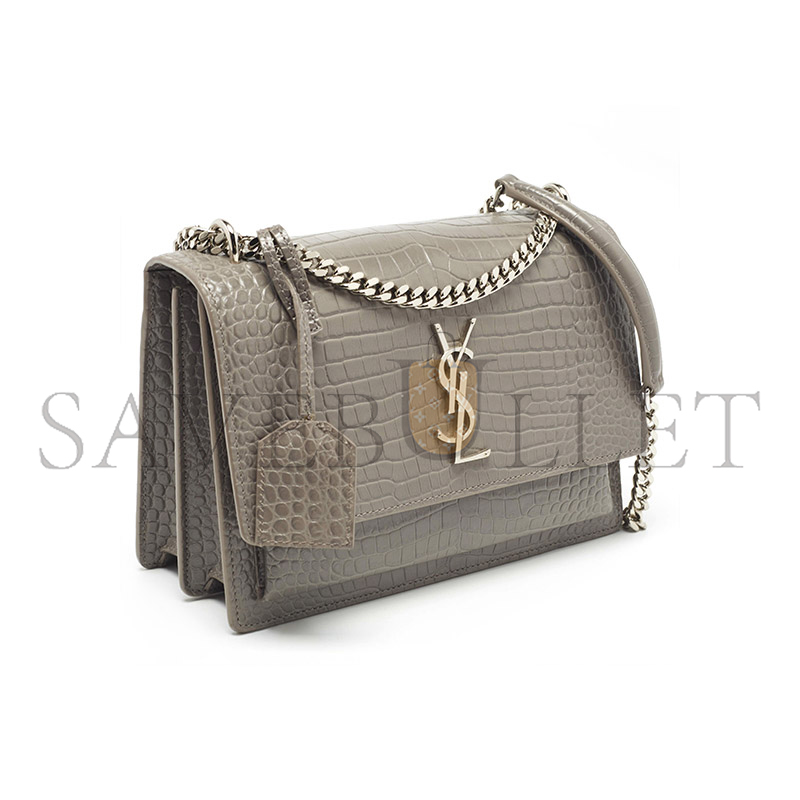 Y*L sunset medium chain bag in crocodile-embossed shiny leather 442906dnd0e1424 (22*16*6.5cm)